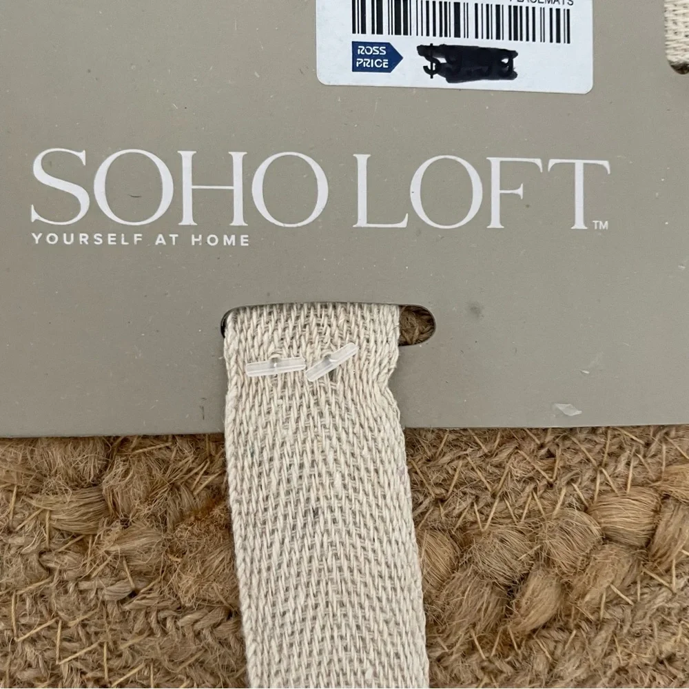 Soho Loft Jute 15” round placemats set of four NWT Boho Farmhouse